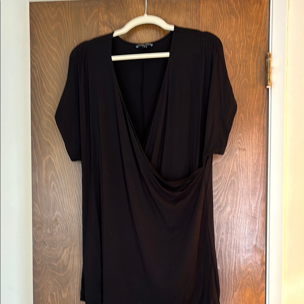 Universal Standard Liquid Jersey Two-Way Short Sleeve Cross Top Black